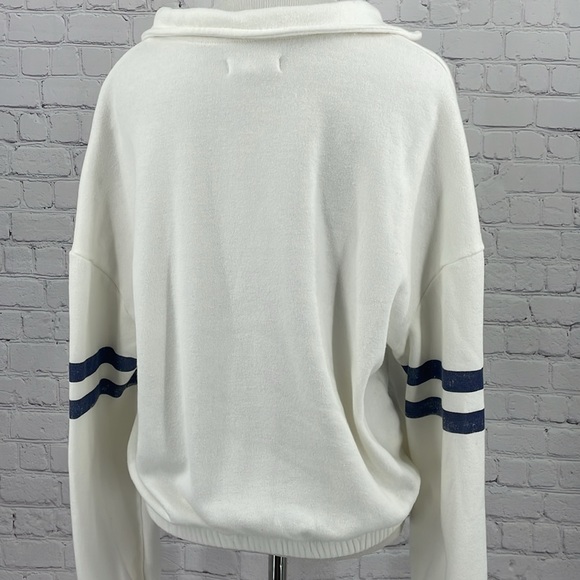 USA Tennis Team Greyson Threads Fleece White Half Zip Cropped Elastic Pullover S - Picture 3 of 6